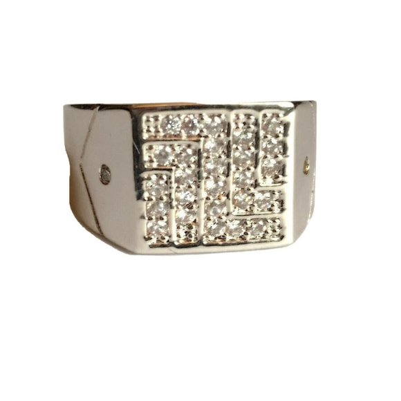 Unbranded Other - Men's 8 Silver-tone Micro Pave CZ Square Ring 1.80